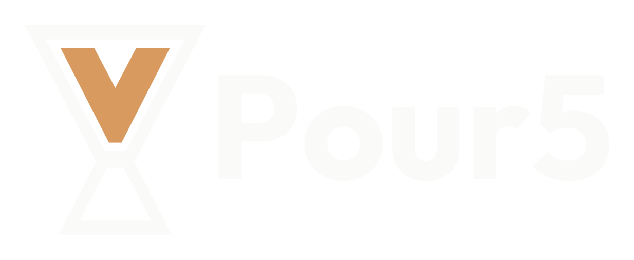 The Pour5 lockup: a jigger pouring a Roman numeral five, beside the word Pour5.
